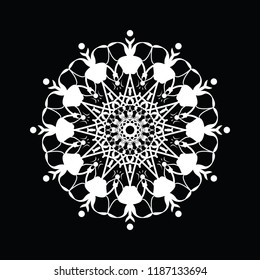 Mandala pattern white good mood. Floral round decorative symbol. Vintage decorative elements. Oriental pattern, vector illustration. Circular pattern. Abstract background