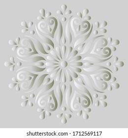 Mandala pattern white gradient good mood. Good for creative and greeting cards, posters, flyers, banners and covers.