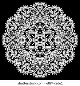 Mandala pattern white White on black