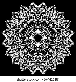 Mandala pattern white White on black