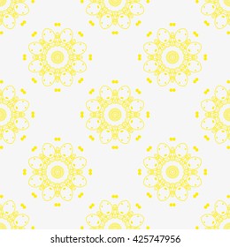 Mandala pattern. Yellow color. White background.