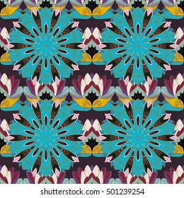 Mandala pattern,background. Vintage decorative ornament,background. East,Islam, Arabic,Indian,ottoman motifs,revival swirling.Blue Abstract Tribal,ethnic texture.Orient,symmetry lace,fabric,wallpaper