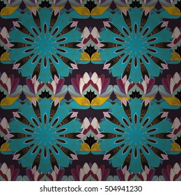 Mandala pattern,background. Vintage decorative ornament,background. East,Islam, Arabic,Indian,ottoman motifs,revival swirling.Blue Abstract Tribal,ethnic texture.Orient,symmetry lace,fabric,wallpaper