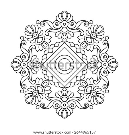 Mandala of patterned calm coloring book page