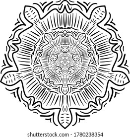 Mandala patterns for greeting card, case print, etc. Abstract Diwali pattern black and white. Vector illustration