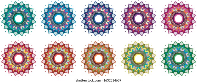 Mandala-Muster in vielen Farben, Illustration