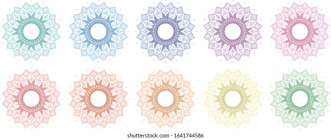Mandala patterns in many colors illustration