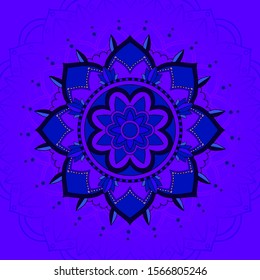 Mandala patterns on blue background illustration