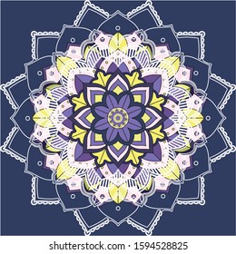 Mandala patterns on blue background illustration