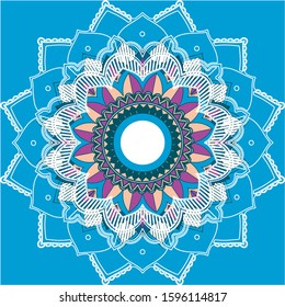 Mandala patterns on blue background illustration