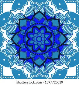 Mandala patterns on blue background illustration