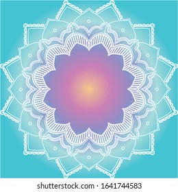 Mandala patterns on blue background illustration