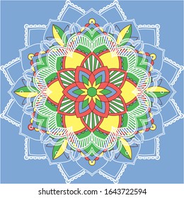 Patrones de Mandala en la ilustración de fondo azul