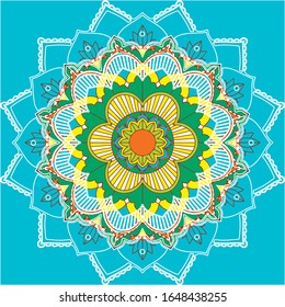 Mandala patterns on blue background illustration