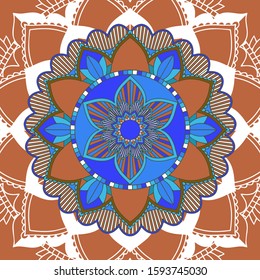 Mandala patterns on brown background illustration