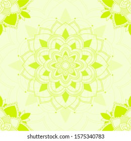 Patrones de Mandala en la ilustración de fondo verde