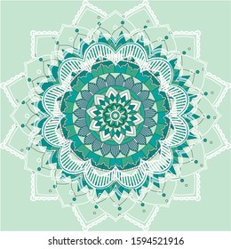 Mandala patterns on green background illustration