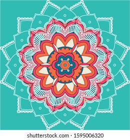 Mandala patterns on green background illustration