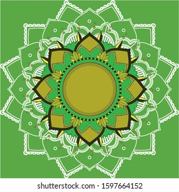 Mandala patterns on green background illustration