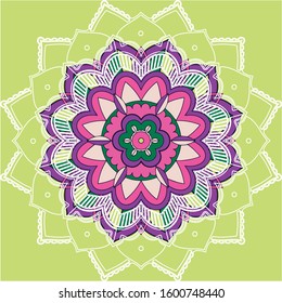 Mandala patterns on green background illustration
