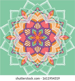 Mandala patterns on green background illustration