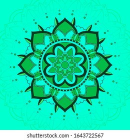 Mandala patterns on green background illustration