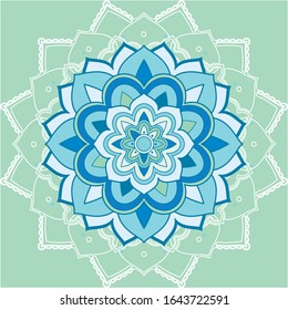 Mandala patterns on green background illustration