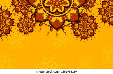 Mandala patterns on orange background illustration