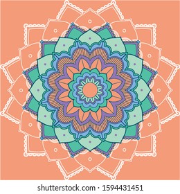 Mandala patterns on orange background illustration