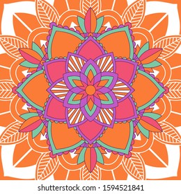 Mandala patterns on orange background illustration