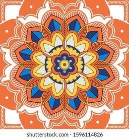 Mandala patterns on orange background illustration