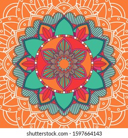 Mandala patterns on orange background illustration