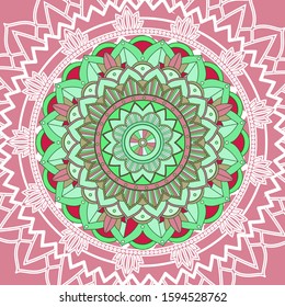 Mandala patterns on pink background illustration