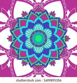 Mandala patterns on pink background illustration
