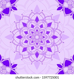 Mandala patterns on purple background illustration