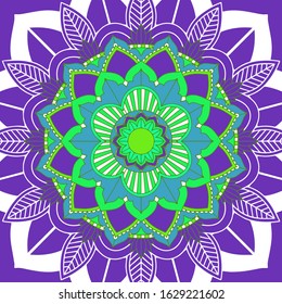 Patrones de Mandala en la ilustración de fondo morado