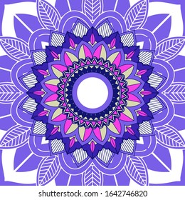 Mandala-Muster auf violettem Hintergrund, Vektorgrafik