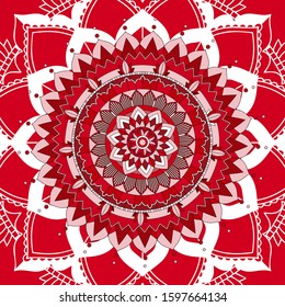 Mandala patterns on red background illustration
