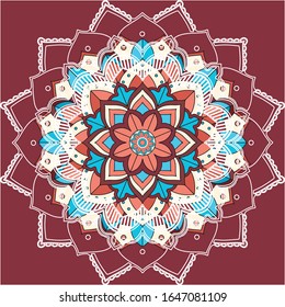 Mandala-Muster auf rotem Hintergrund, Illustration