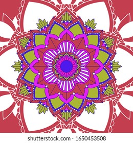 Mandala patterns on red background illustration
