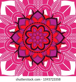 Mandala patterns in pink and purple color illustration