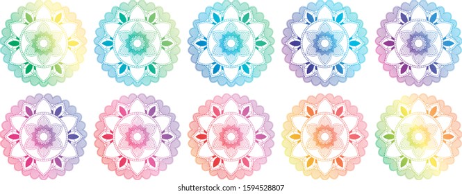 Mandala patterns in rainbow color illustration