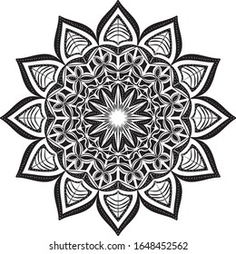 Mandala pattern,vector design in black,