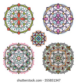 Mandala pattern.Vintage decorative vector ornament.Hand drawn background. East,Islam, Arabic, Indian,ottoman motifs.Abstract Tribal ,ethnic texture.Orient, symmetry lace,meditation colored symbol set.