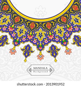 Mandala Persian Arabic Turkish Islamic Hindi Indian Tibetan Traditional Colorful Vector Modular Pettern Texture