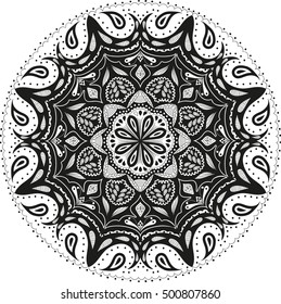 Mandala persian, turkish, arabic, circular pattern design. Ornamental round doodle flower isolated on white background. 