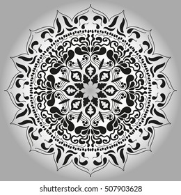Mandala persian, turkish, arabic, circular pattern design. Ornamental round doodle flower isolated on white background. 