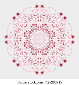Mandala pink. White background.