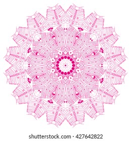 Mandala pink. White background.