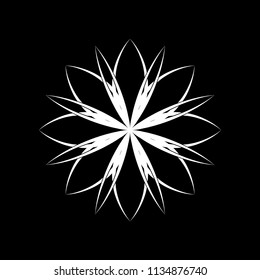 Mandala polar vector. Design abstract white on black background. Design print for pattern, emboidery. Set 3